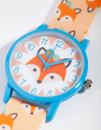 Kids Orange Fox Silicon Buckle Watch - link has visual effect only