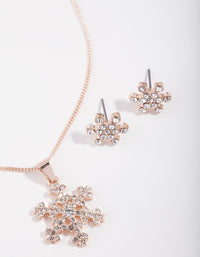 Rose Gold Diamante Snowflake Necklace & Earrings - link has visual effect only