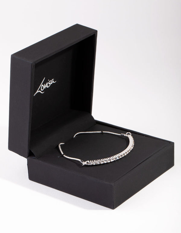 Silver Hard Diamante Toggle Bracelet