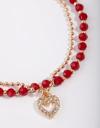 Gold Heart Facet Bead Bracelet - link has visual effect only