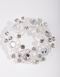 Silver Regal Circle Diamante Broach - link has visual effect only