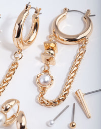 Gold Macro Chain Pearl Earring Pack - link has visual effect only