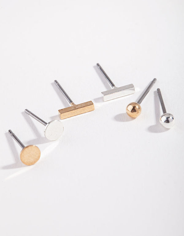 Mixed Metal Disc & Stick Micro Ear Stacker