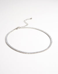 Rhodium Cubic Zirconia Cupchain Choker - link has visual effect only