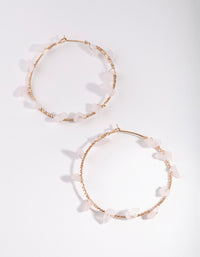 Gold Pink Stone Wrap Hoop Earrings - link has visual effect only