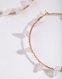 Gold Pink Stone Wrap Hoop Earrings - link has visual effect only