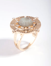 Gold Medallion Stone Ring - link has visual effect only