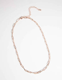 Rose Gold 4mm Link Chain Necklace - link has visual effect only