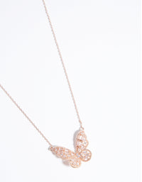 Rose Gold Cubic Zirconia Baguette Butterfly Necklace - link has visual effect only