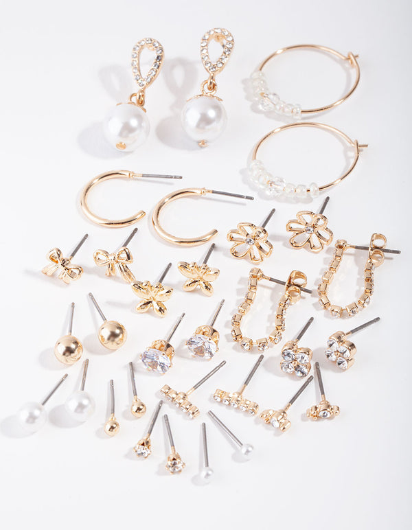 Gold Feminine Fun 16-Pack Earring