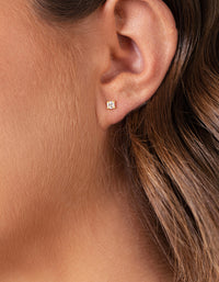 Gold Plated Sterling Silver Princess Stud & Hoop Pack Earring - link has visual effect only