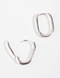 Sterling Silver Sleek Oval Huggie Earrings - link has visual effect only