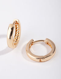 Gold Medium Plain Round Huggie Earrings - link has visual effect only