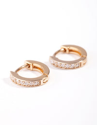 Gold Plated Sterling Silver Cubic Zirconia Huggie Earrings - link has visual effect only