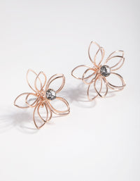 Rose Gold Dainty Diamante Flower Stud Earrings - link has visual effect only