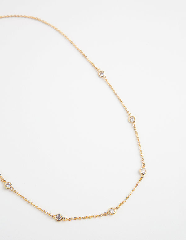 Gold-Plated Seven Crystal Necklace