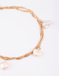 Gold Plated Three Pearl Bracelet - link has visual effect only