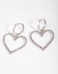 Silver Diamond Heart Huggie Earrings - link has visual effect only