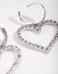 Silver Diamond Heart Huggie Earrings - link has visual effect only