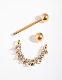 Gold Surgical Steel Curve Nipple Bar - link has visual effect only