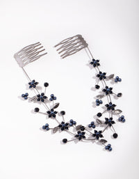 Gunmetal Diamante Flower Pearl Drape - link has visual effect only