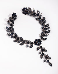 Gunmetal Flower Diamante & Bead Drape - link has visual effect only