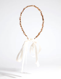 Gold Diamante Flower Tie Halo Headband - link has visual effect only