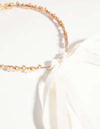 Gold Diamante Flower Tie Halo Headband - link has visual effect only