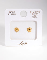 Gold Plated Sterling Silver Boho Sun Stud Earrings - link has visual effect only