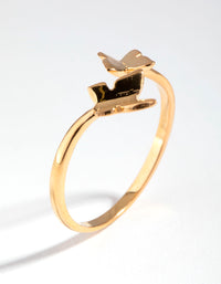 Yellow Gold Plated Sterling Silver Open Butterfly Ring - link has visual effect only