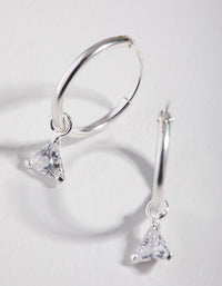 Cubic Zirconia Triangle Dangle Hoop Earrings - link has visual effect only