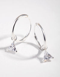 Cubic Zirconia Triangle Dangle Hoop Earrings - link has visual effect only