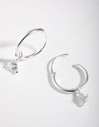 Cubic Zirconia Triangle Dangle Hoop Earrings - link has visual effect only