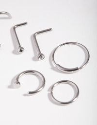 Surgical Steel Nail Nose Ring 6-Pack - link has visual effect only