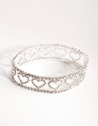 Silver Crystal Cut Out Heart Stretch Bracelet - link has visual effect only