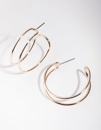 Rose Gold Two Row Closed Hoop Earrings - link has visual effect only