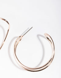 Rose Gold Two Row Closed Hoop Earrings - link has visual effect only