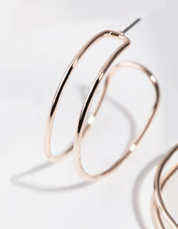 Rose Gold Two Row Closed Hoop Earrings - link has visual effect only