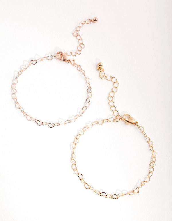 Mixed Metals Heart Pack Bracelets