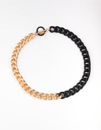 Mixed Metals Gold & Matte Chain T&O Necklace - link has visual effect only