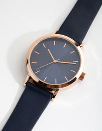 Navy Medium PU-Strap Watch - link has visual effect only