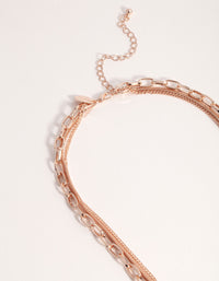 Rose Gold Long Circle Disc 3-Row Necklace - link has visual effect only