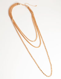 Gold Long Mesh Chain 3-Row Necklace - link has visual effect only