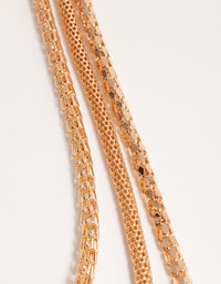 Gold Long Mesh Chain 3-Row Necklace - link has visual effect only