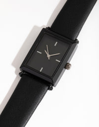 Matte Simple Rectangle PU Strap Watch - link has visual effect only