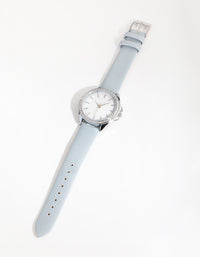 Silver Diamante Bezel Mother of Pearl PU Strap Watch - link has visual effect only