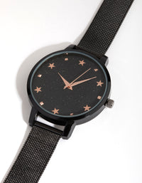 Rose Gold Star Marker Mesh Strap Watch - link has visual effect only