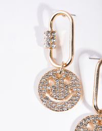 Gold Bling Smiley Drop Earrings - link has visual effect only