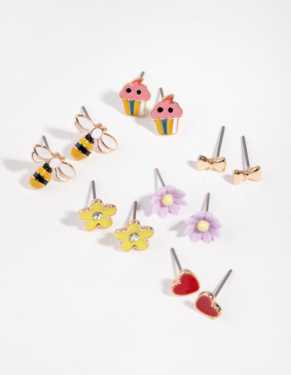 Gold Bumble Bee 6-Pack Stud Earring