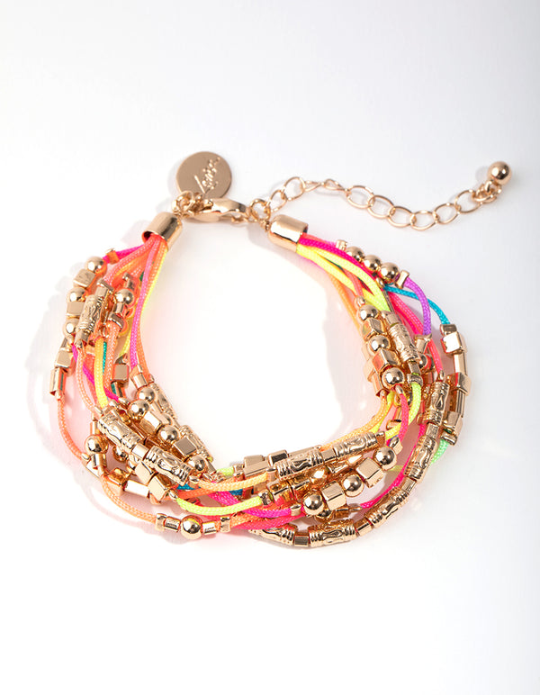 Gold Wax Cord Bead Bracelet